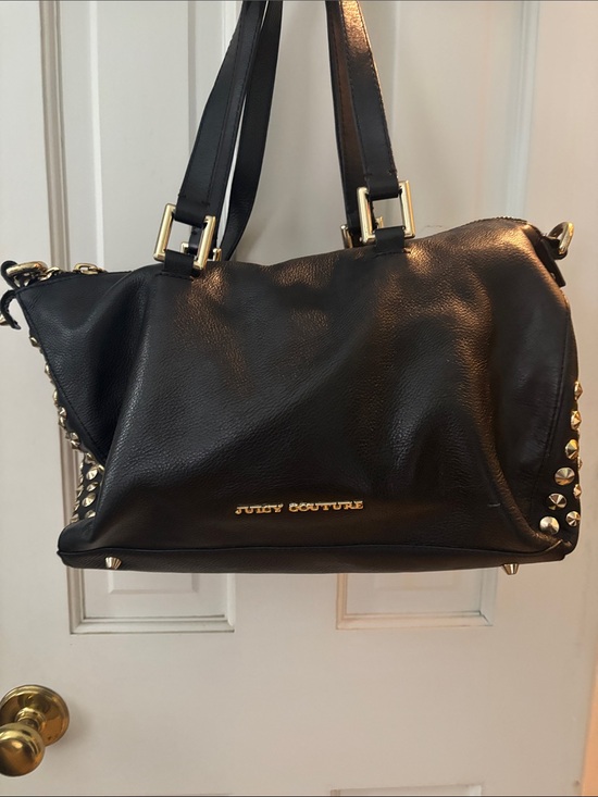 Juicy Couture Handbags - Juicy Couture Black Leather Shoulder Bag with Gold Studs